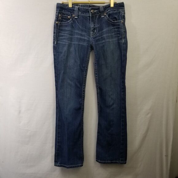 Miss Me Jeans JP5005-6L Boot Cut Low Rise Stretch Size 29(30x30) Fleur-De-Le - Picture 1 of 16